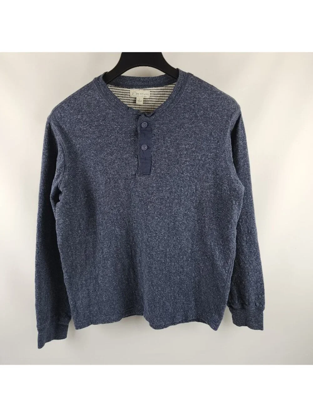 J Crew Shirt Mens Large Blue Knit Goods L/S Henley